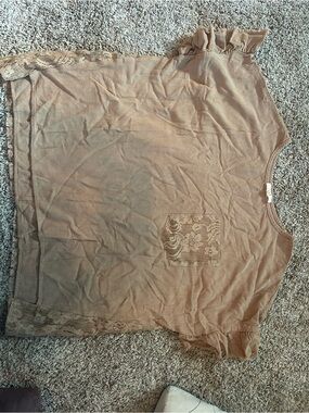 easel Soft Ruffle Sleeve Knit Top - Brown